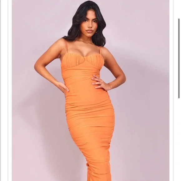 open lace back dress Strappy Open-Back Long Beaded Prom Dress with Sequins Orange / 000 main image 1